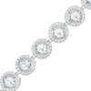 Thumbnail Image 1 of 6.0mm Sky Blue and White Topaz Frame Bracelet in Sterling Silver - 7.25"