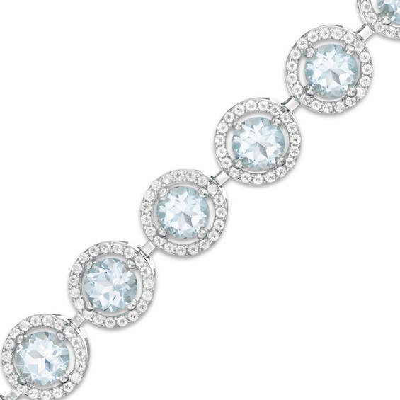 6.0mm Sky Blue and White Topaz Frame Bracelet in Sterling Silver - 7.25"