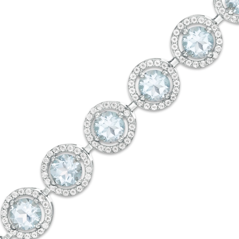 6.0mm Sky Blue and White Topaz Frame Bracelet in Sterling Silver - 7.25"