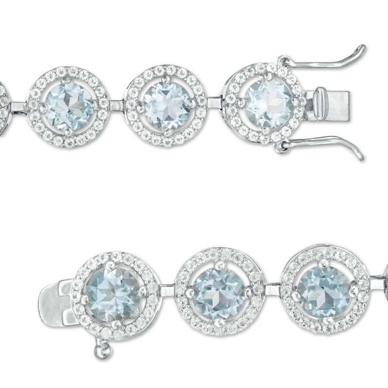 Main Image 3 of 6.0mm Sky Blue and White Topaz Frame Bracelet in Sterling Silver - 7.25"