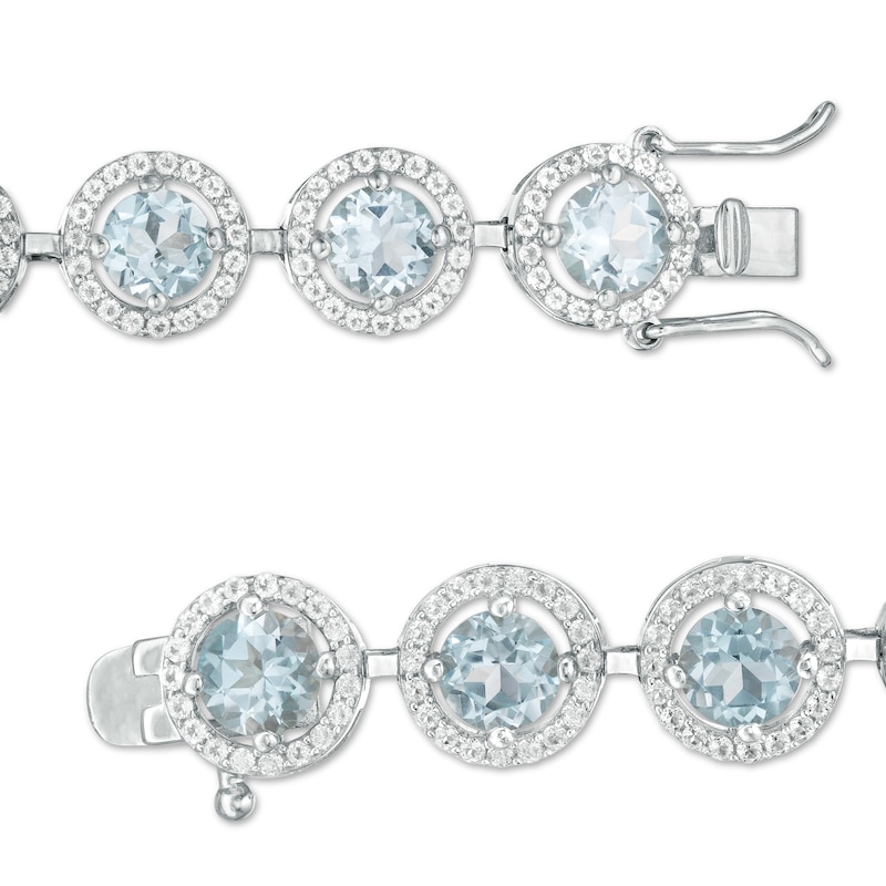 6.0mm Sky Blue and White Topaz Frame Bracelet in Sterling Silver - 7.25"