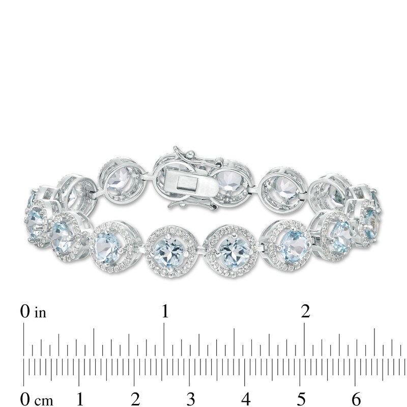 6.0mm Sky Blue and White Topaz Frame Bracelet in Sterling Silver - 7.25"