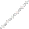 Thumbnail Image 1 of Alternating Princess-Cut Lab-Created Opal and White Sapphire Line Bracelet in Sterling Silver - 7.25"
