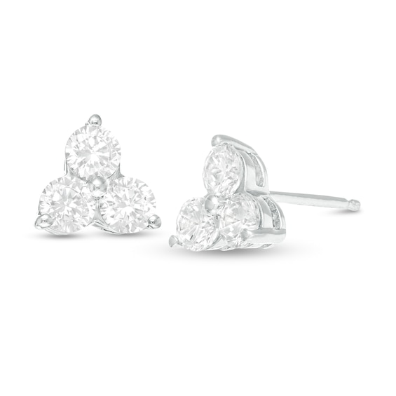 1/2 CT. T.w. Diamond Past Present Future® Stud Earrings in 10K White Gold