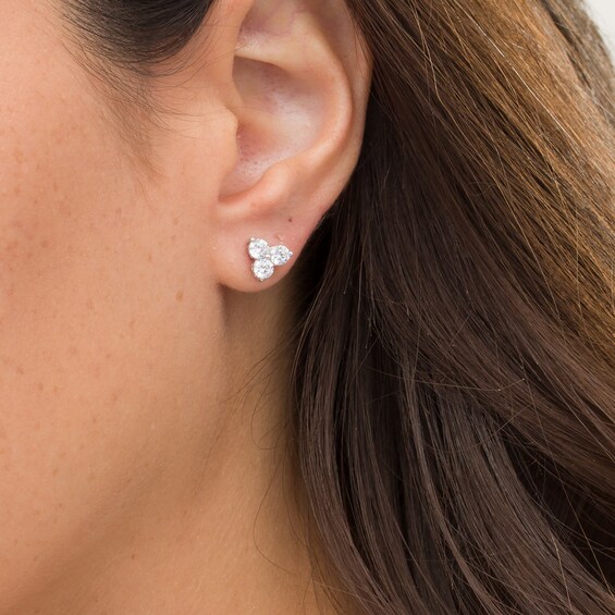 1/2 CT. T.w. Diamond Past Present FutureÂ® Stud Earrings in 10K White Gold