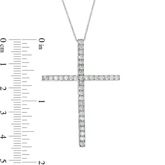 1 CT. T.w. Diamond Cross Pendant in 10K White Gold