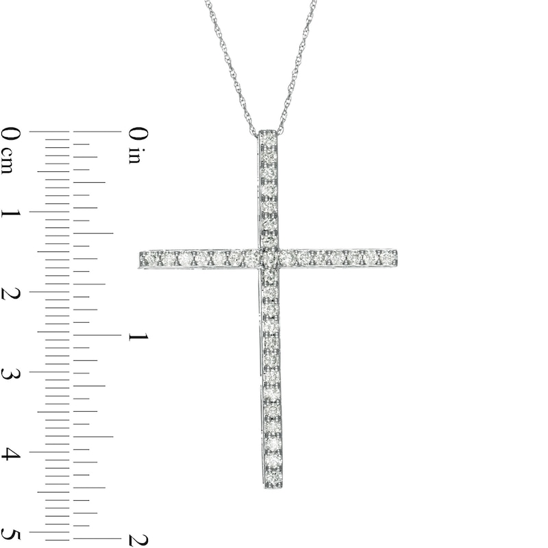 Main Image 3 of 1 CT. T.W. Diamond Cross Pendant in 10K White Gold