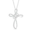 Thumbnail Image 1 of 3/8 CT. T.W. Diamond Past Present Future® Loop Cross Pendant in 10K White Gold