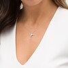 Thumbnail Image 2 of 3/8 CT. T.W. Diamond Past Present Future® Loop Cross Pendant in 10K White Gold