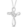 Thumbnail Image 3 of 3/8 CT. T.W. Diamond Past Present Future® Loop Cross Pendant in 10K White Gold