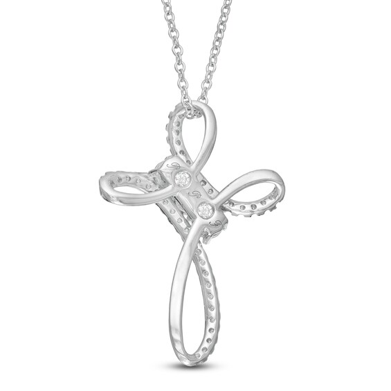 3/8 CT. T.w. Diamond Past Present FutureÂ® Loop Cross Pendant in 10K White Gold