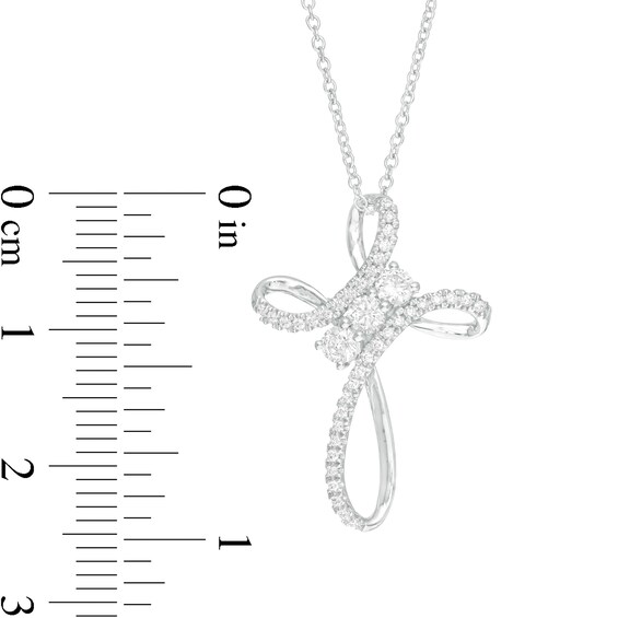3/8 CT. T.w. Diamond Past Present FutureÂ® Loop Cross Pendant in 10K White Gold