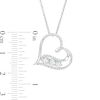 Thumbnail Image 4 of 1/3 CT. T.W. Diamond Past Present Future® Tilted Heart Pendant in 10K White Gold