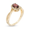 Thumbnail Image 2 of Oval Garnet and 1/15 CT. T.W. Diamond Frame Twist Shank Ring in 10K Gold