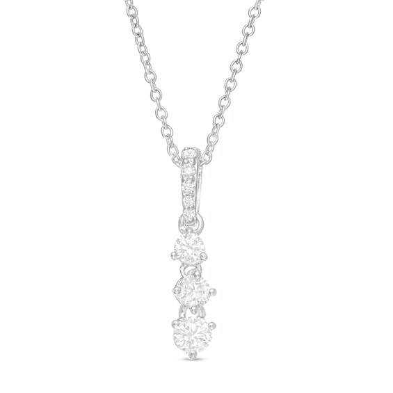 1/3 CT. T.w. Diamond Past Present Future® Linear Pendant in 10K White Gold