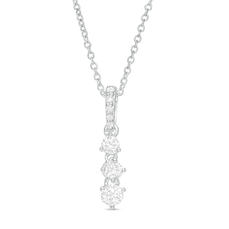 Main Image 1 of 1/3 CT. T.W. Diamond Past Present Future® Linear Pendant in 10K White Gold