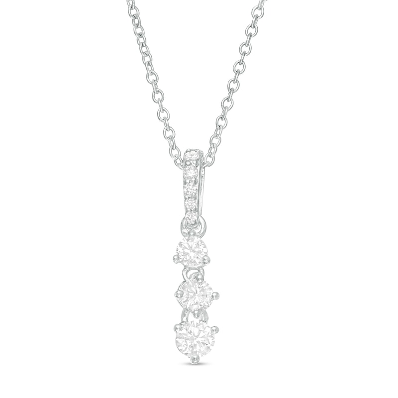 1/3 CT. T.W. Diamond Past Present Future® Linear Pendant in 10K White Gold