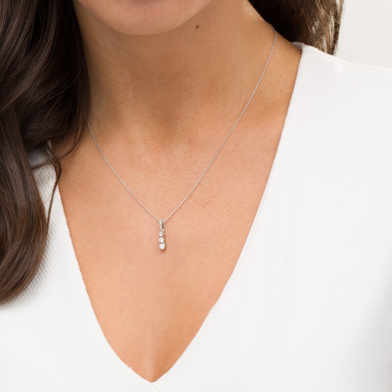 Main Image 2 of 1/3 CT. T.W. Diamond Past Present Future® Linear Pendant in 10K White Gold