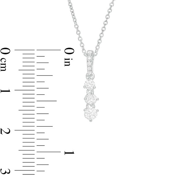 1/3 CT. T.w. Diamond Past Present Future® Linear Pendant in 10K White Gold