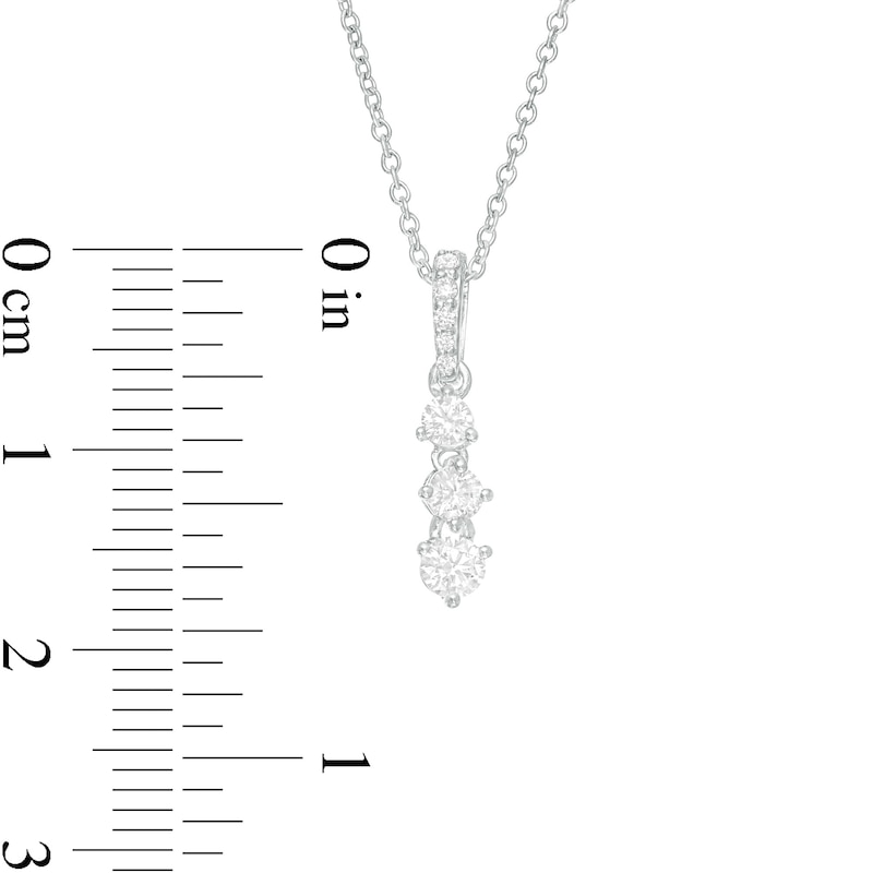 Main Image 4 of 1/3 CT. T.W. Diamond Past Present Future® Linear Pendant in 10K White Gold