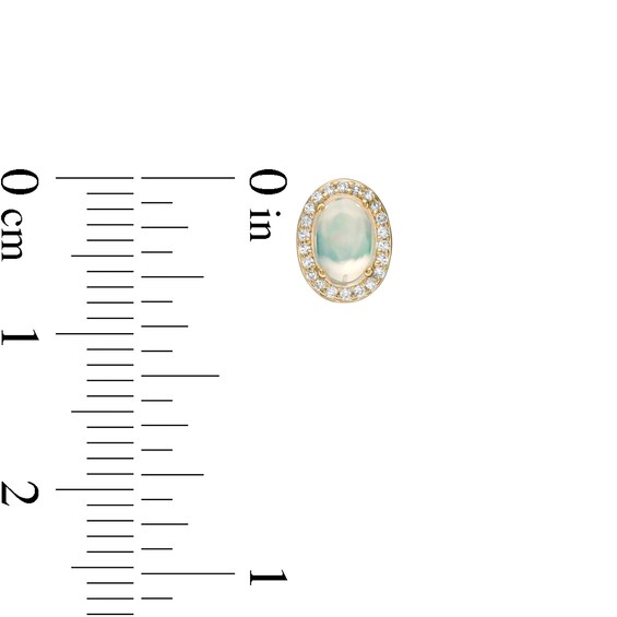 Oval Opal and 1/10 CT. T.w. Diamond Frame Stud Earrings in 10K Gold