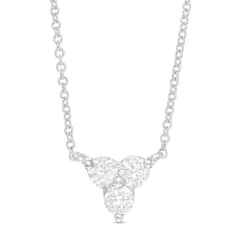 Main Image 1 of 1/2 CT. T.W. Diamond Past Present Future® Necklace in 10K White Gold
