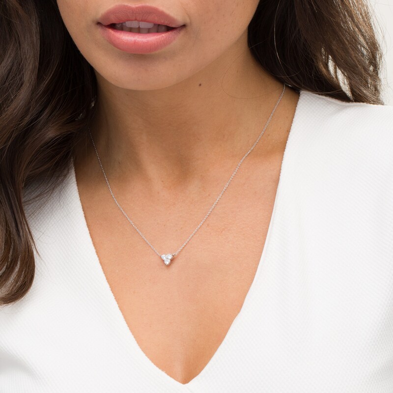 Main Image 2 of 1/2 CT. T.W. Diamond Past Present Future® Necklace in 10K White Gold
