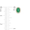 Thumbnail Image 3 of Oval Emerald and 1/10 CT. T.W. Diamond Frame Stud Earrings in 10K Gold
