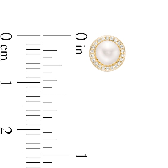 6.0mm Freshwater Cultured Pearl and 1/10 CT. T.w. Diamond Frame Stud Earrings in 10K Gold
