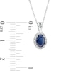 Thumbnail Image 2 of Oval Blue Sapphire and 1/15 CT. T.W. Diamond Frame Pendant in 10K White Gold