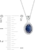 Thumbnail Image 3 of Oval Blue Sapphire and 1/15 CT. T.W. Diamond Frame Pendant in 10K White Gold