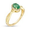 Thumbnail Image 2 of Oval Emerald and 1/15 CT. T.W. Diamond Frame Twist Shank Ring in 10K Gold