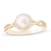 Thumbnail Image 0 of 6.0mm Cultured Freshwater Pearl and 1/10 CT. T.W. Diamond Frame Twist Shank Ring in 10K Gold