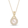 Thumbnail Image 0 of 6.0mm Cultured Freshwater Pearl and 1/10 CT. T.W. Diamond Frame Pendant in 10K Gold