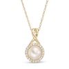 Thumbnail Image 1 of 6.0mm Freshwater Cultured Pearl and 1/10 CT. T.W. Diamond Frame Pendant in 10K Gold