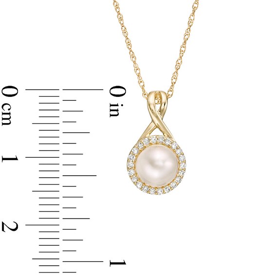 6.0mm Freshwater Cultured Pearl and 1/10 CT. T.w. Diamond Frame Pendant in 10K Gold