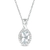 Thumbnail Image 1 of Oval Aquamarine and 1/15 CT. T.W. Diamond Frame Pendant in 10K White Gold