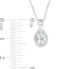 Thumbnail Image 2 of Oval Aquamarine and 1/15 CT. T.W. Diamond Frame Pendant in 10K White Gold