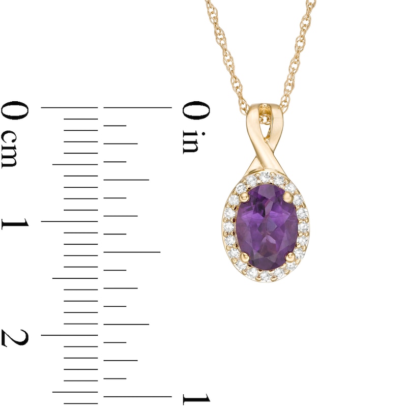 Oval Amethyst and 1/15 CT. T.W. Diamond Frame Pendant in 10K Gold