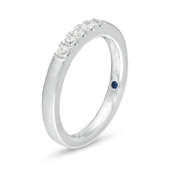 Vera Wang Love Collection 1/5 CT. T.w. Diamond Five Stone Satin Anniversary Band in 14K White Gold