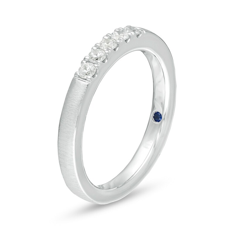Main Image 2 of Vera Wang Love Collection 1/5 CT. T.W. Diamond Five Stone Satin Anniversary Band in 14K White Gold