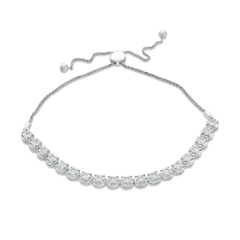 Main Image 1 of 1 CT. T.W. Composite Diamond Bolo Bracelet in Sterling Silver - 11.25"