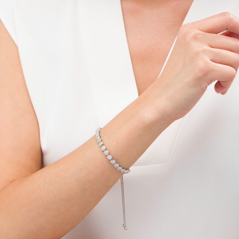 Main Image 2 of 1 CT. T.W. Composite Diamond Bolo Bracelet in Sterling Silver - 11.25"