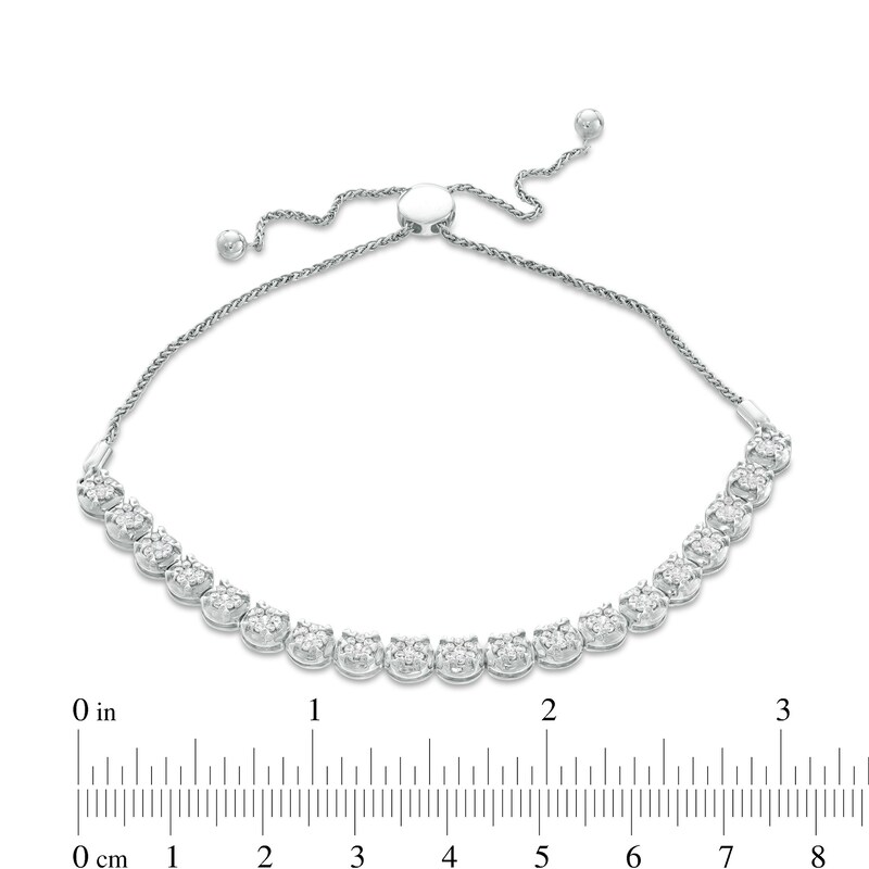 Main Image 3 of 1 CT. T.W. Composite Diamond Bolo Bracelet in Sterling Silver - 11.25"