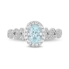 Thumbnail Image 3 of Enchanted Disney Elsa Oval Aquamarine and 1/4 CT. T.W. Diamond Frame Twist Shank Engagement Ring in 14K White Gold