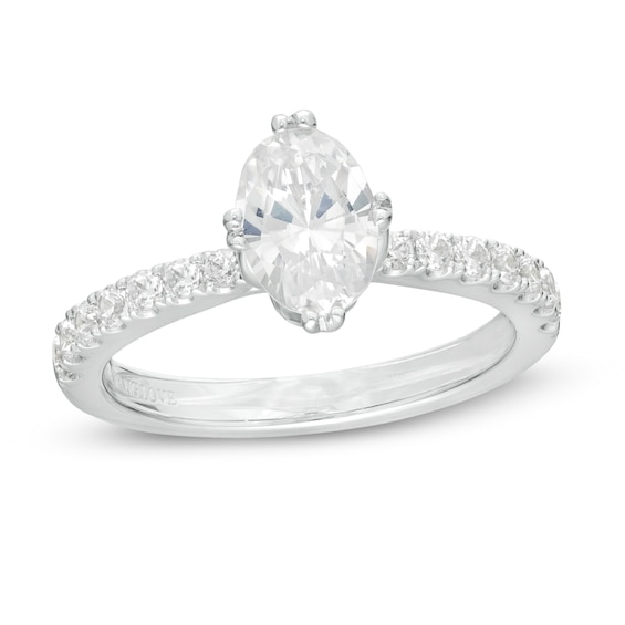 Vera Wang Love Collection 1-1/3 CT. T.w. Certified Oval Diamond Engagement Ring in 14K White Gold (I/Si2)