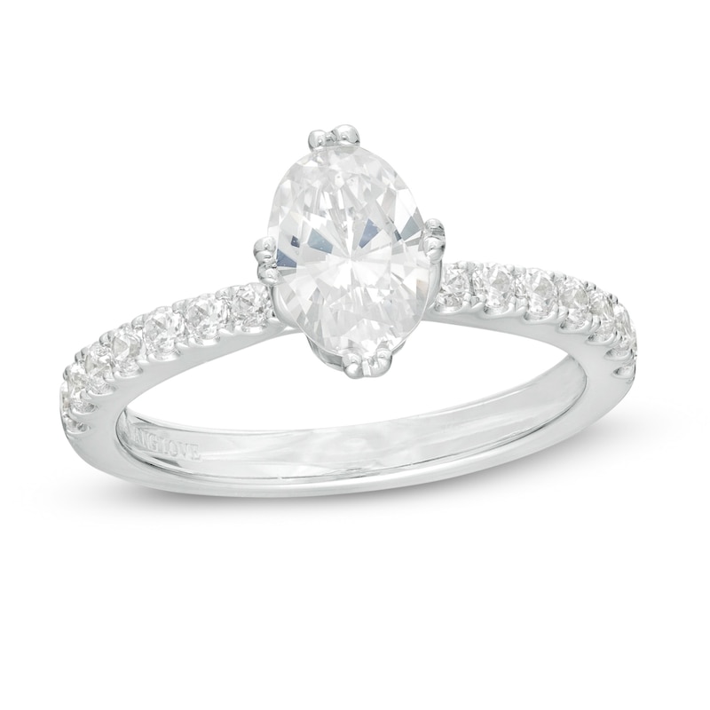 Vera Wang Love Collection 1-1/3 CT. T.W. Certified Oval Diamond Engagement Ring in 14K White Gold (I/SI2)