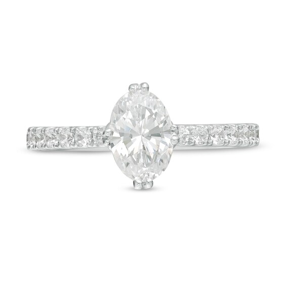 Vera Wang Love Collection 1-1/3 CT. T.w. Certified Oval Diamond Engagement Ring in 14K White Gold (I/Si2)