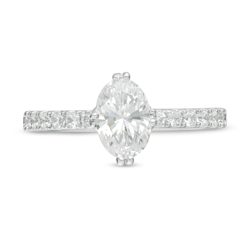 Vera Wang Love Collection 1-1/3 CT. T.W. Certified Oval Diamond Engagement Ring in 14K White Gold (I/SI2)