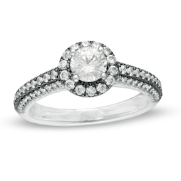 Vera Wang Love Collection 1 CT. T.W. Diamond Frame Engagement Ring in 14K White Gold with Black Rhodium